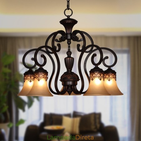 Lustre de metal com pintura de ilha rural vintage, montagem embutida Lustre de metal com pintura de ilha rural vintage, montagem embutida