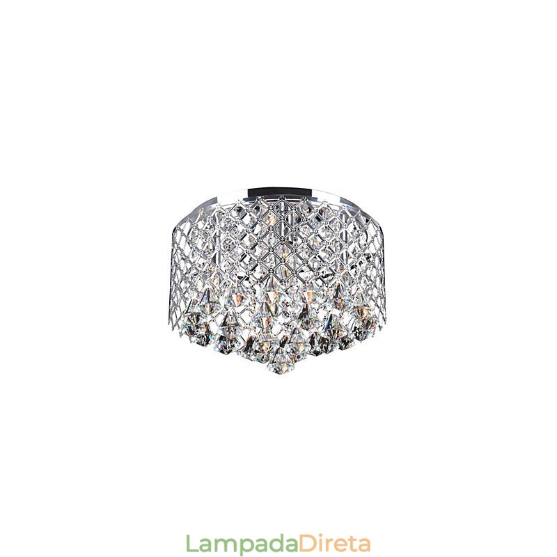 Luminária de parede embutida de cristal contemporânea com 4 luzes e cúpula de tambor de metal