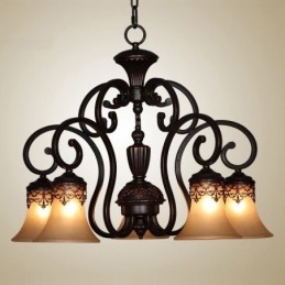 Lustre de metal com pintura de ilha rural vintage, montagem embutida