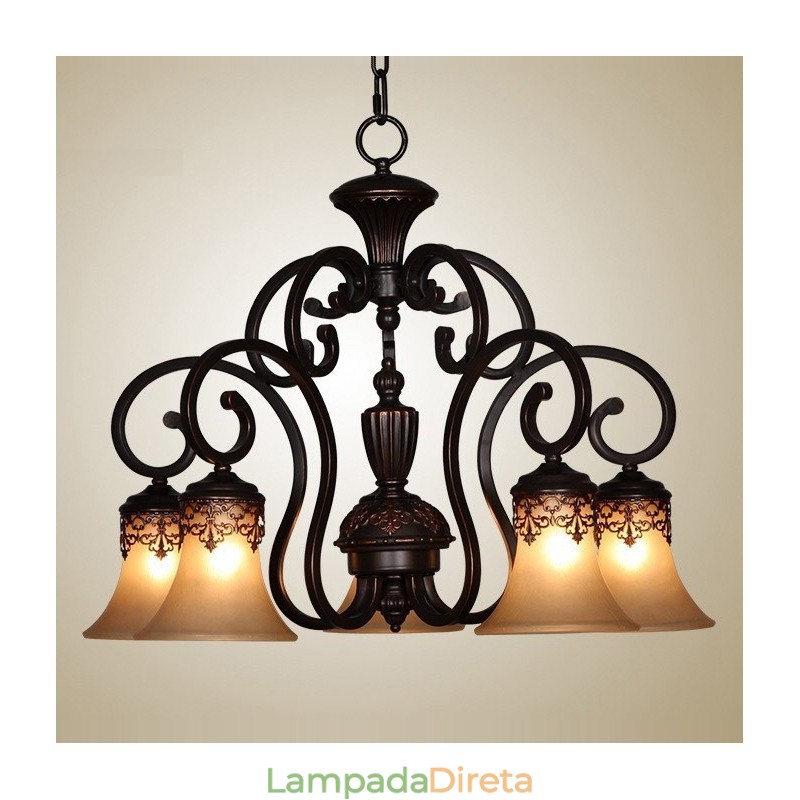 Lustre de metal com pintura de ilha rural vintage, montagem embutida