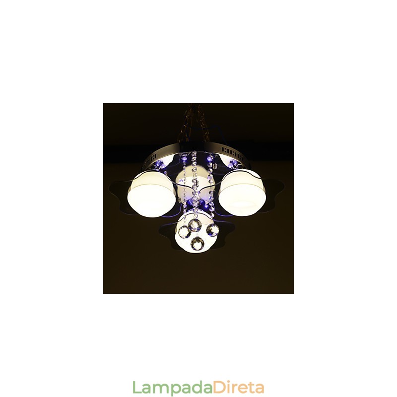 Controle remoto Flush Mount Moderno Contemporâneo 3 Luzes com Vermelho Azul