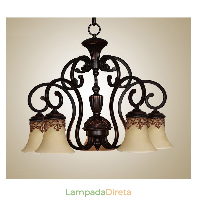 Lustre de metal com pintura de ilha rural vintage, montagem embutida