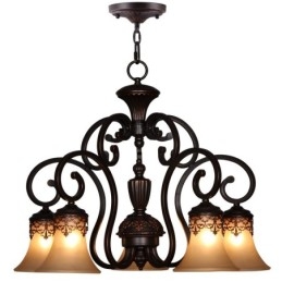 Lustre de metal com pintura de ilha rural vintage, montagem embutida