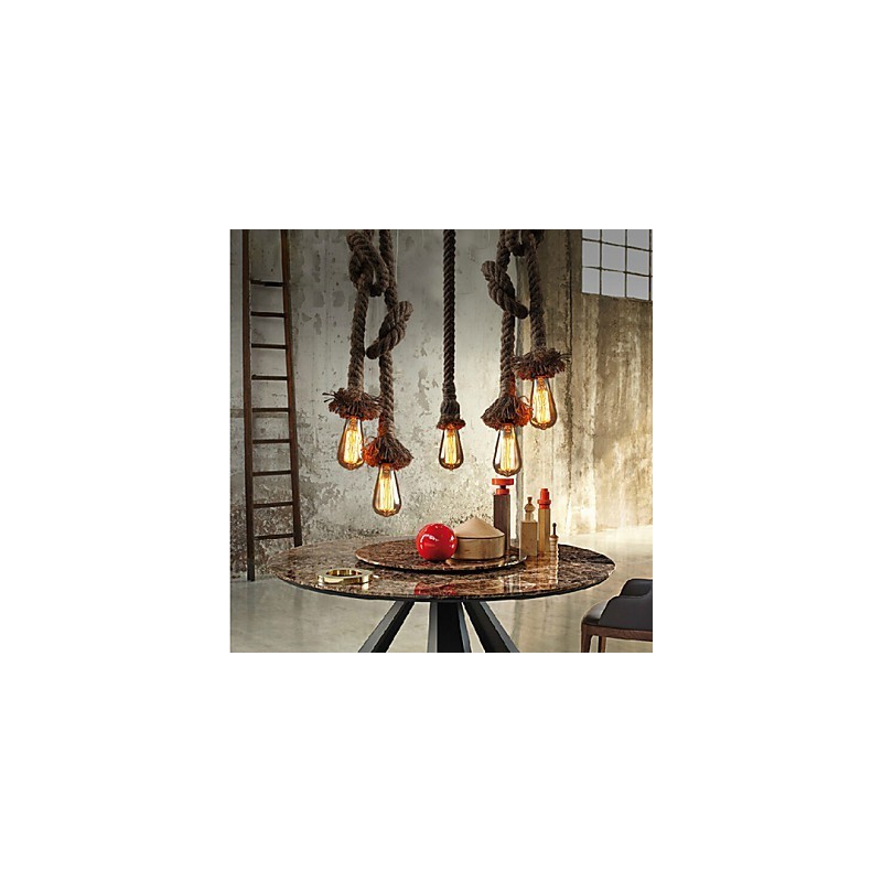 1 Luz DIY Art Hemp Rope Light Criativo Hemp Rope Droplight