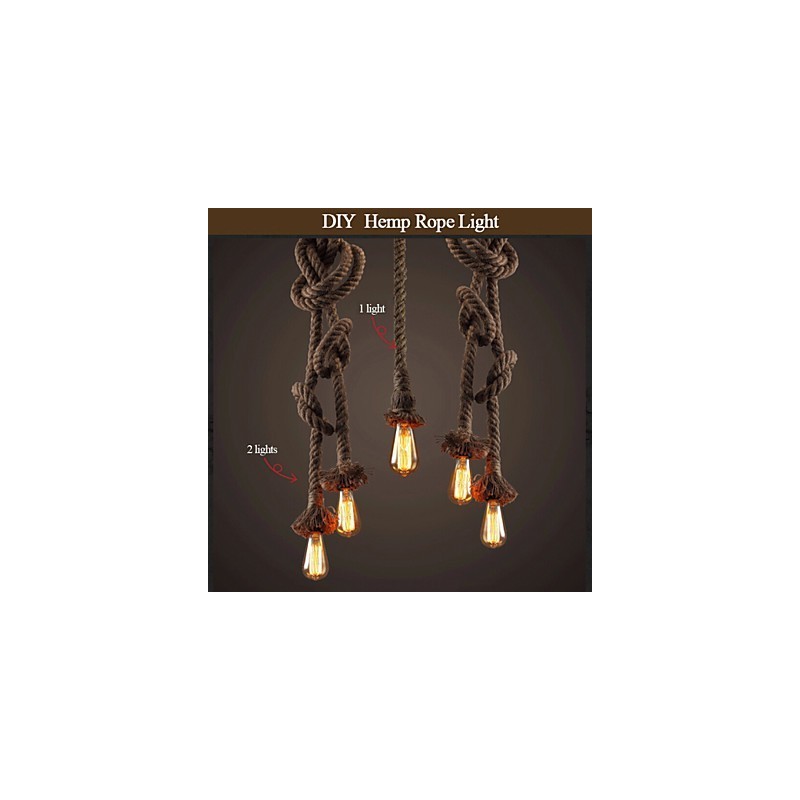 1 Luz DIY Art Hemp Rope Light Criativo Hemp Rope Droplight