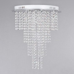 Cristal Flush Mount 8 Luzes Contemporâneas Metal Galvanoplastia
