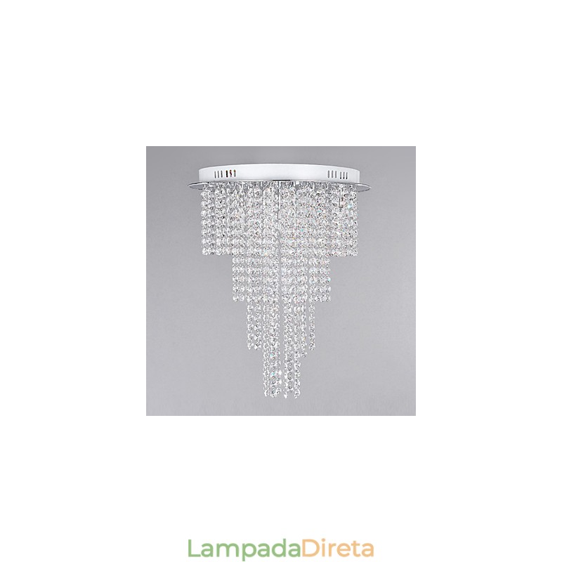 Cristal Flush Mount 8 Luzes Contemporâneas Metal Galvanoplastia