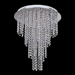 Cristal Flush Mount 8 Luzes Contemporâneas Metal Galvanoplastia