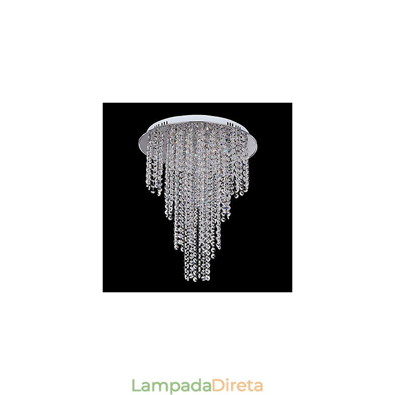 Cristal Flush Mount 8 Luzes Contemporâneas Metal Galvanoplastia