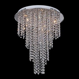 Cristal Flush Mount 8 Luzes Contemporâneas Metal Galvanoplastia