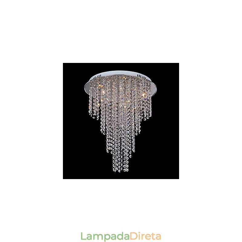 Cristal Flush Mount 8 Luzes Contemporâneas Metal Galvanoplastia