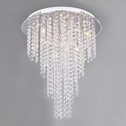 Cristal Flush Mount 8 Luzes Contemporâneas Metal Galvanoplastia