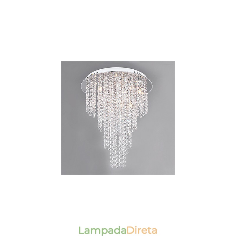 Cristal Flush Mount 8 Luzes Contemporâneas Metal Galvanoplastia
