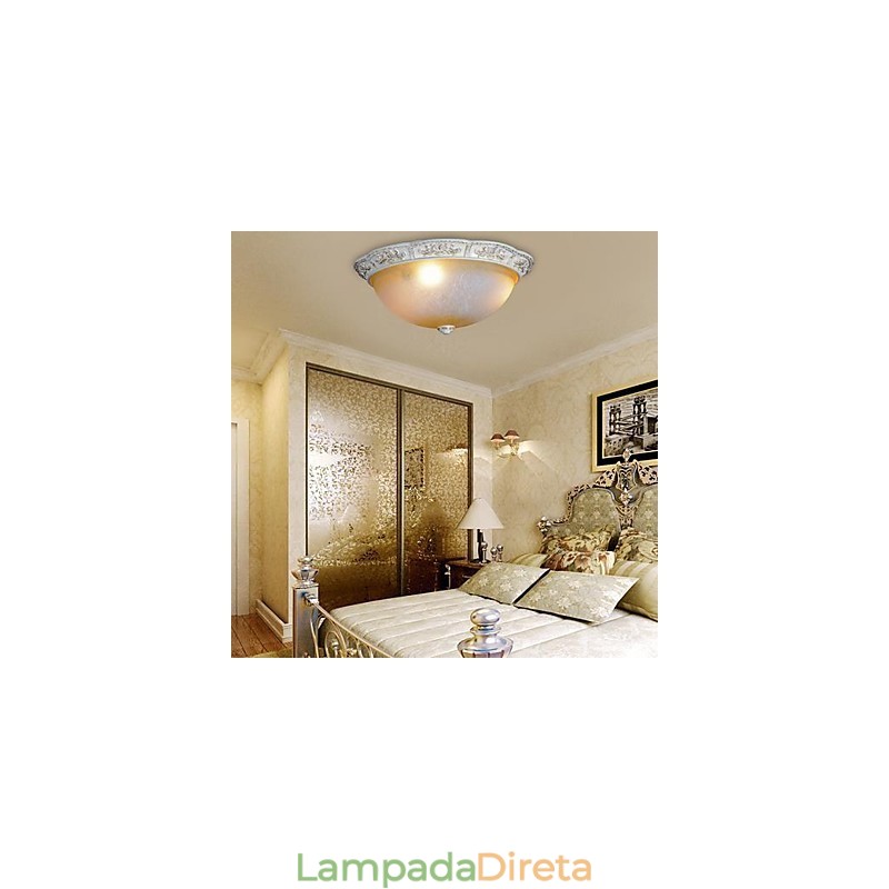 Branco Flush Mount Amarelo Claro Branco Vidro Resina Padrão Escultura Clássico Europeu