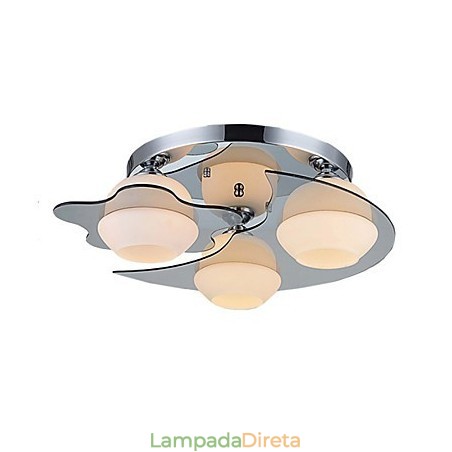 Luminária de teto moderna embutida 3 luzes contemporâneas de metal Luminária de teto moderna embutida 3 luzes contemporâneas de metal