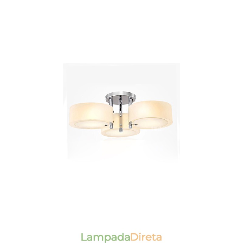 Luminária de teto moderna contemporânea embutida com 3 luzes de metal