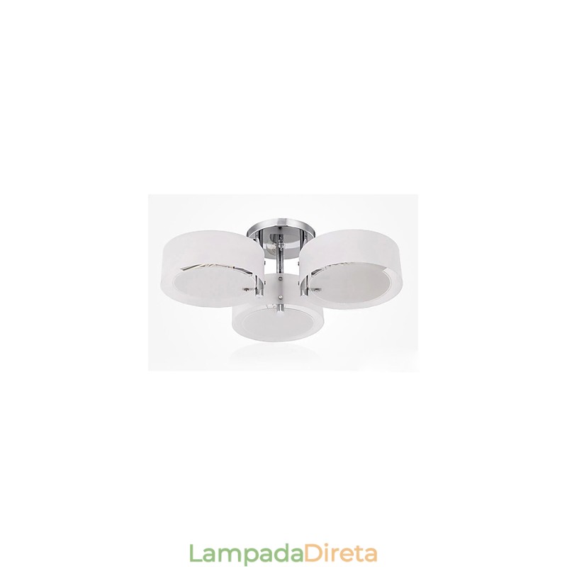 Luminária de teto moderna contemporânea embutida com 3 luzes de metal