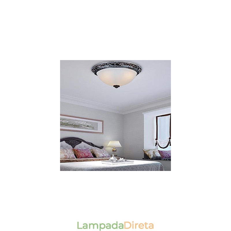 Luminária embutida em vidro resina prata entalhe retrô europeia clássica