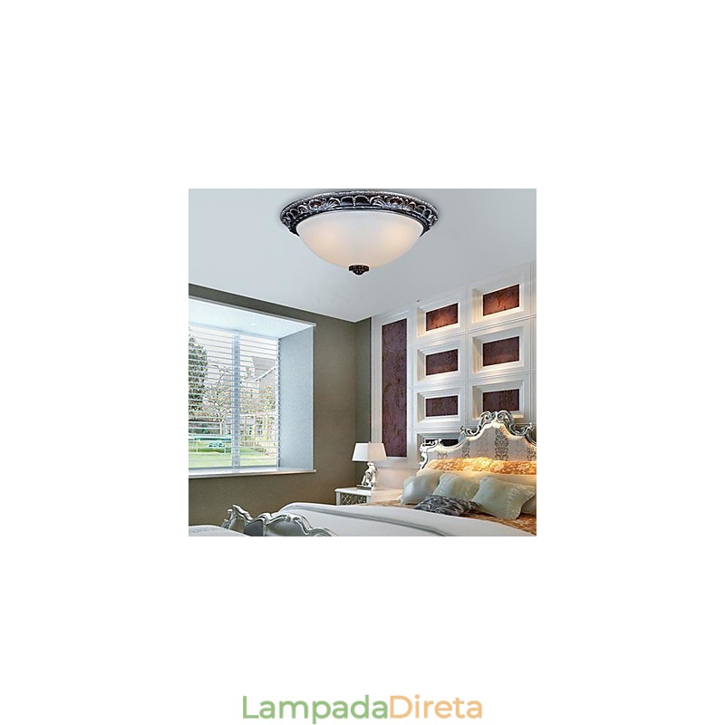 Luminária embutida em vidro resina prata entalhe retrô europeia clássica