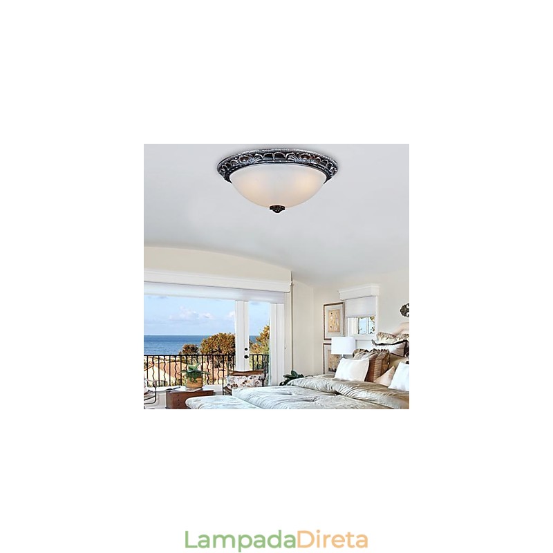 Luminária embutida em vidro resina prata entalhe retrô europeia clássica
