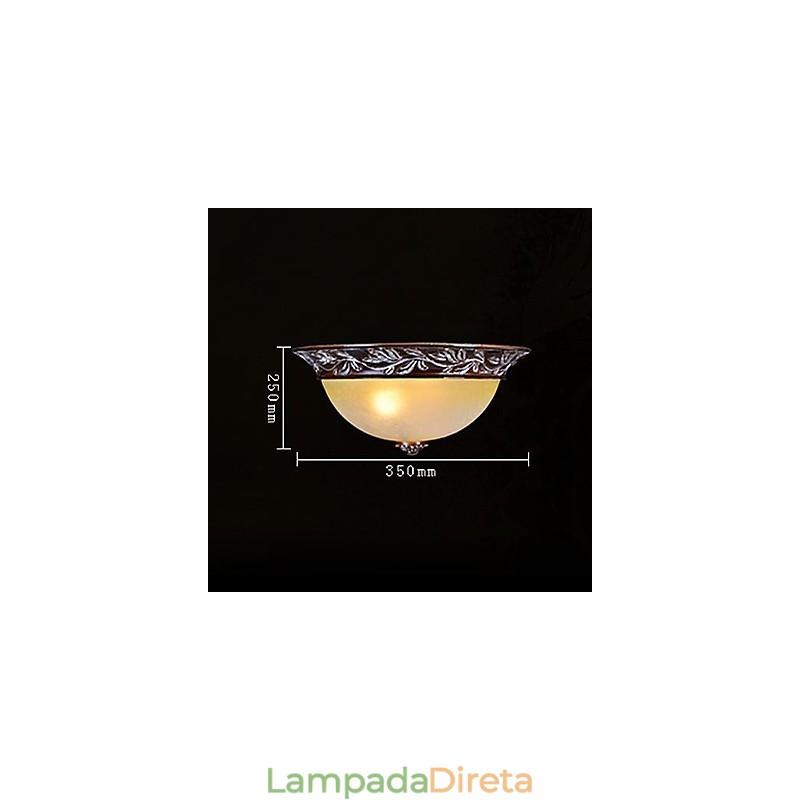 Luminária embutida em vidro branco amarelo resina prata entalhe europeu clássico