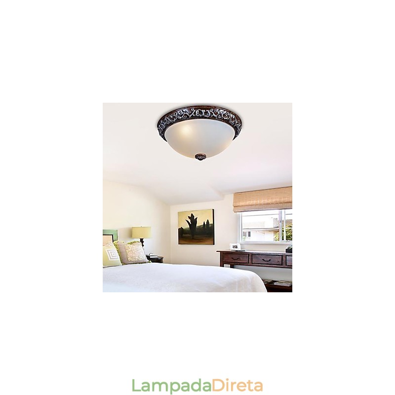 Luminária embutida em vidro resina prata entalhe europeu clássico