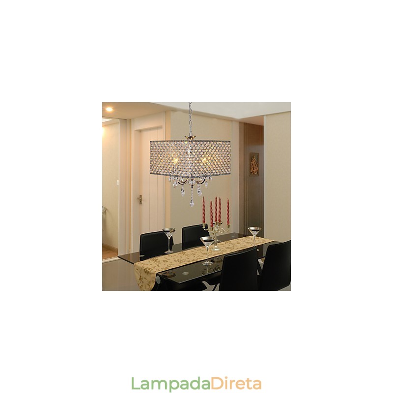 Lustre de metal com pintura de cristal de tambor moderno e contemporâneo