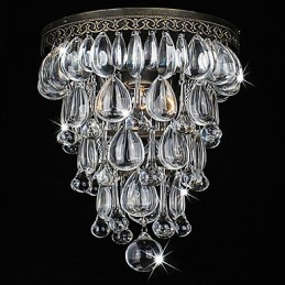 Cristal Flush Mount 1 Luz Vintage Ferro Galvanoplastia