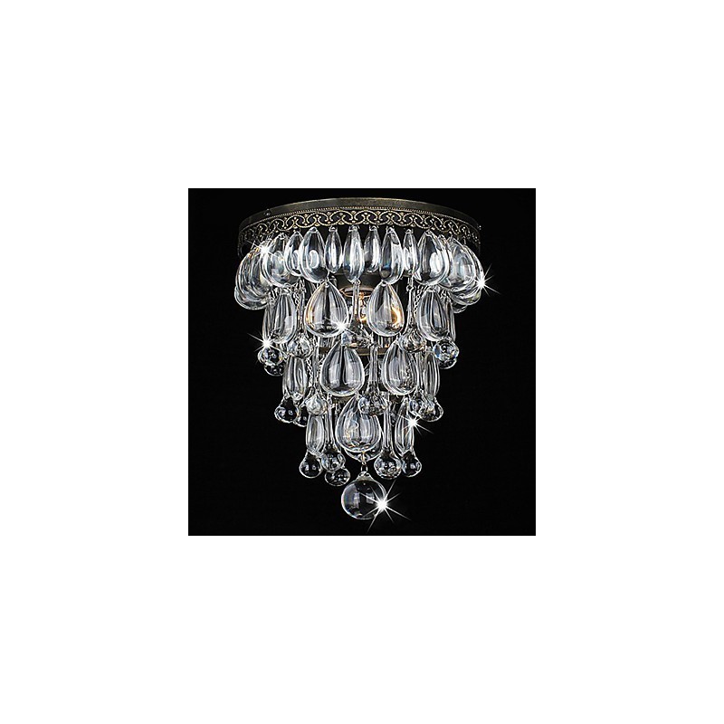 Cristal Flush Mount 1 Luz Vintage Ferro Galvanoplastia