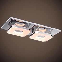16W Acrílico Flush Mount 2 luzes Moderno Acrílico Galvanoplastia Aço Inoxidável