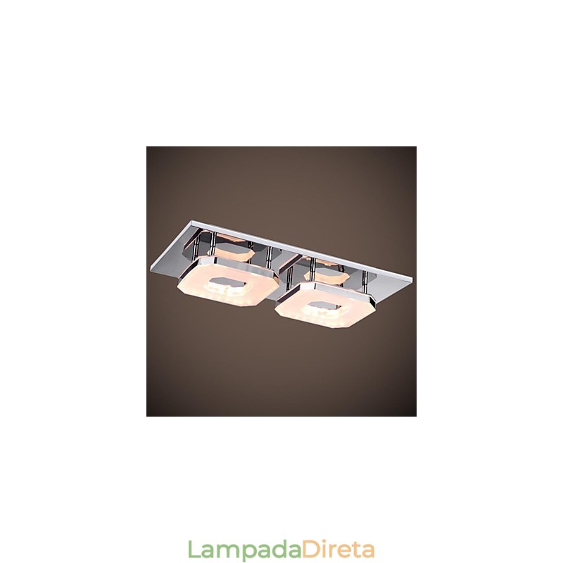 16W Acrílico Flush Mount 2 luzes Moderno Acrílico Galvanoplastia Aço Inoxidável