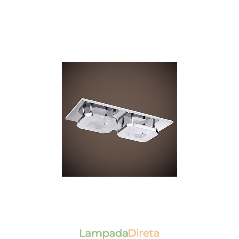 16W Acrílico Flush Mount 2 luzes Moderno Acrílico Galvanoplastia Aço Inoxidável