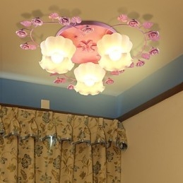 Lâmpada Criativa Lâmpada Contratada Rural Rosa Doce Rosa 3 Absorve Luz Dome
