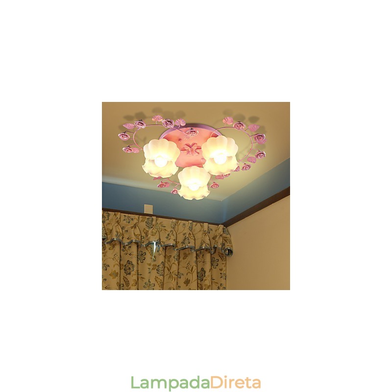 Lâmpada Criativa Lâmpada Contratada Rural Rosa Doce Rosa 3 Absorve Luz Dome
