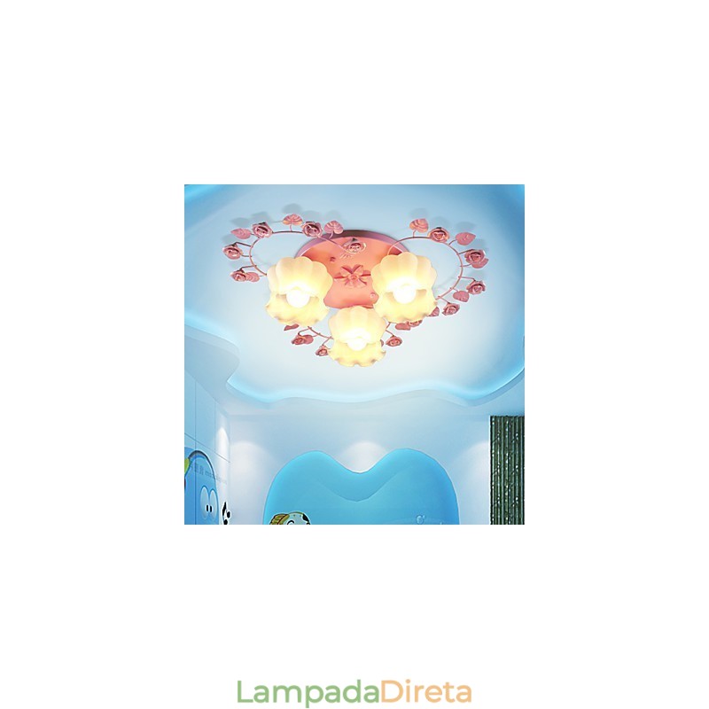 Lâmpada Criativa Lâmpada Contratada Rural Rosa Doce Rosa 3 Absorve Luz Dome