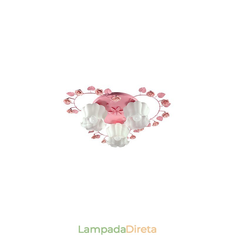 Lâmpada Criativa Lâmpada Contratada Rural Rosa Doce Rosa 3 Absorve Luz Dome