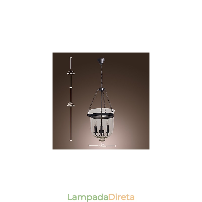 Lustre tradicional clássico vintage estilo mini galvanizado