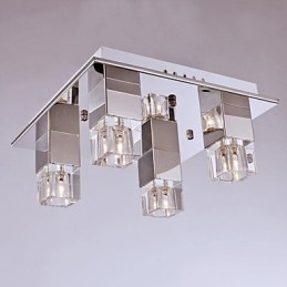 Luminárias de teto 4 luzes Cristal Artístico Aço Inoxidável Chapeamento