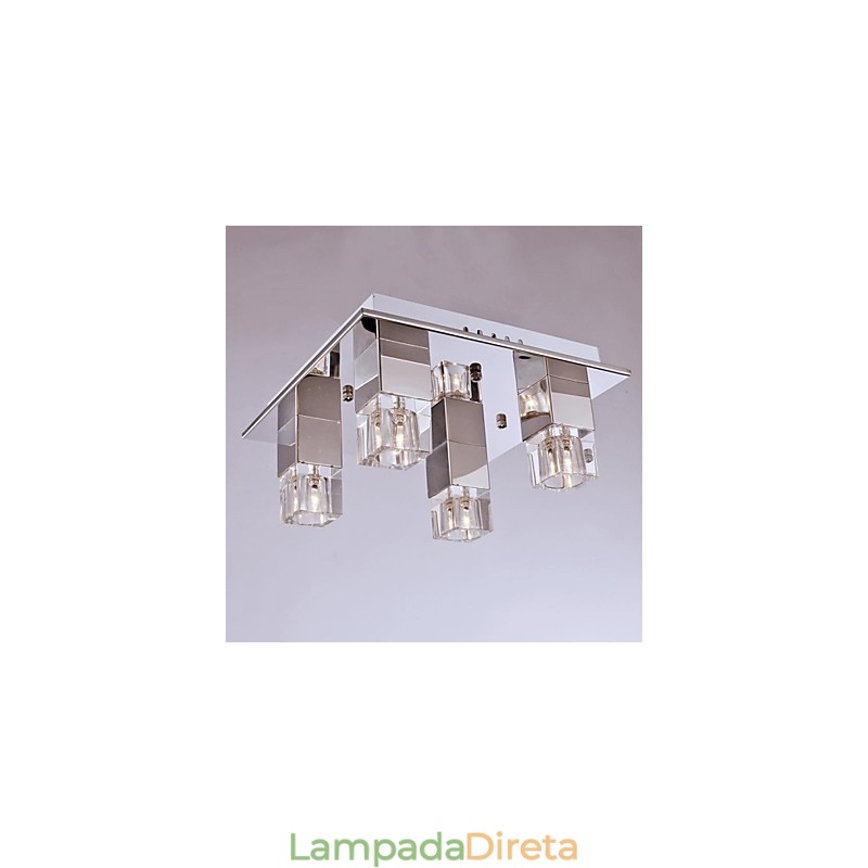 Luminárias de teto 4 luzes Cristal Artístico Aço Inoxidável Chapeamento