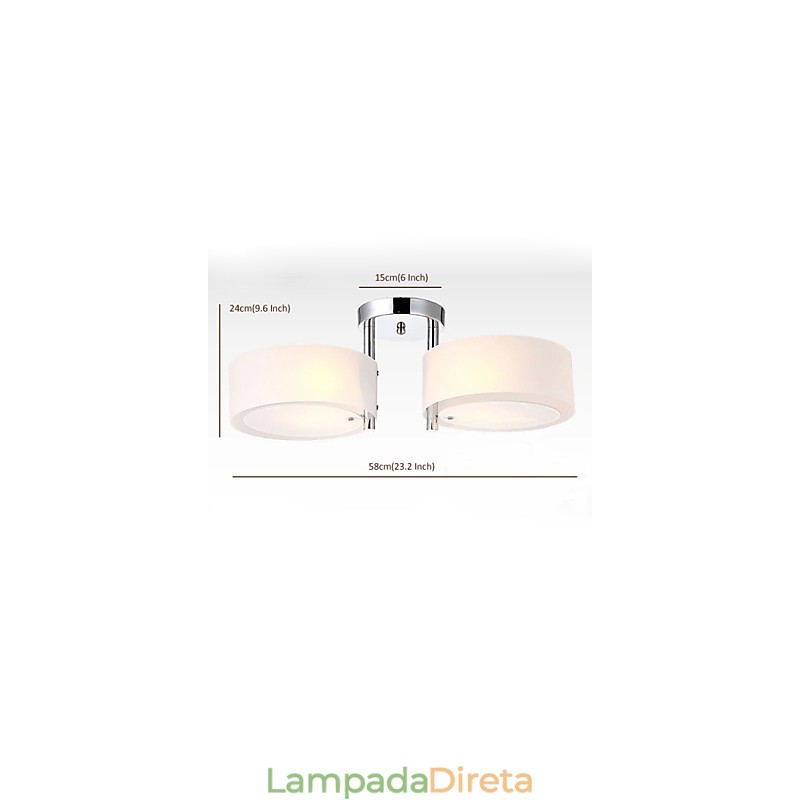 Luminária de teto moderna contemporânea embutida com 2 luzes de metal
