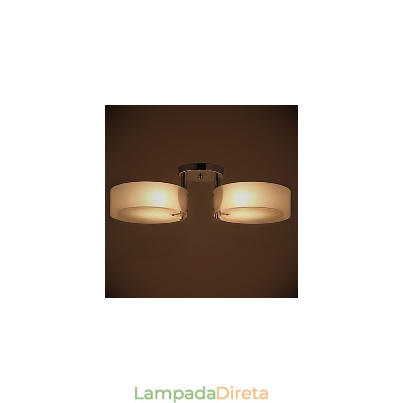 Luminária de teto moderna contemporânea embutida com 2 luzes de metal