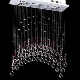 Lustre de cristal K9 de aço inoxidável com 5 luzes de luz transparente