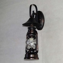 Luminária de parede vintage de metal preto com uma luz