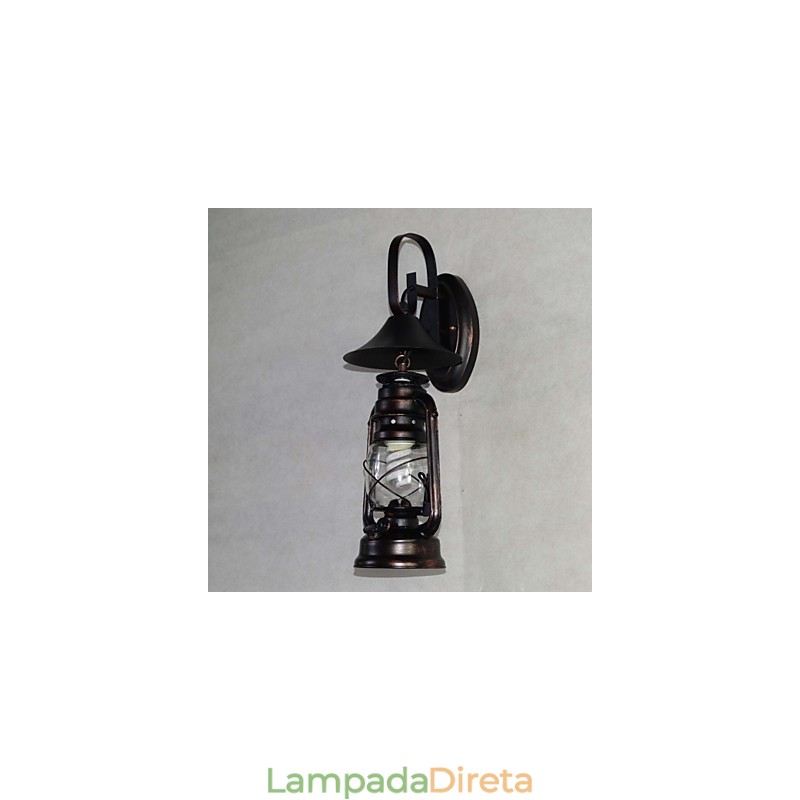 Luminária de parede vintage de metal preto com uma luz