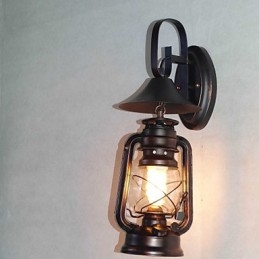 Luminária de parede vintage de metal preto com uma luz