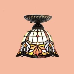 Artes criativas rurais europeias Vitral Absorver luz da lâmpada de cúpula