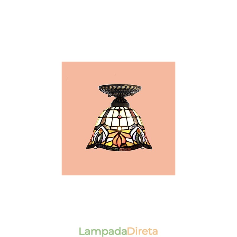 Artes criativas rurais europeias Vitral Absorver luz da lâmpada de cúpula