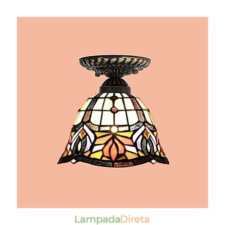 Artes criativas rurais europeias Vitral Absorver luz da lâmpada de cúpula Artes criativas rurais europeias Vitral Absorver luz da lâmpada de cúpula
