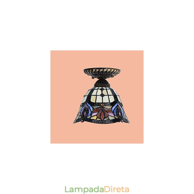 Artes criativas rurais europeias Vitral Absorver luz da lâmpada de cúpula
