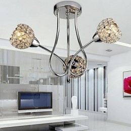 Luminária pendente moderna contemporânea tradicional clássica de cristal galvanizado com metal e montagem embutida